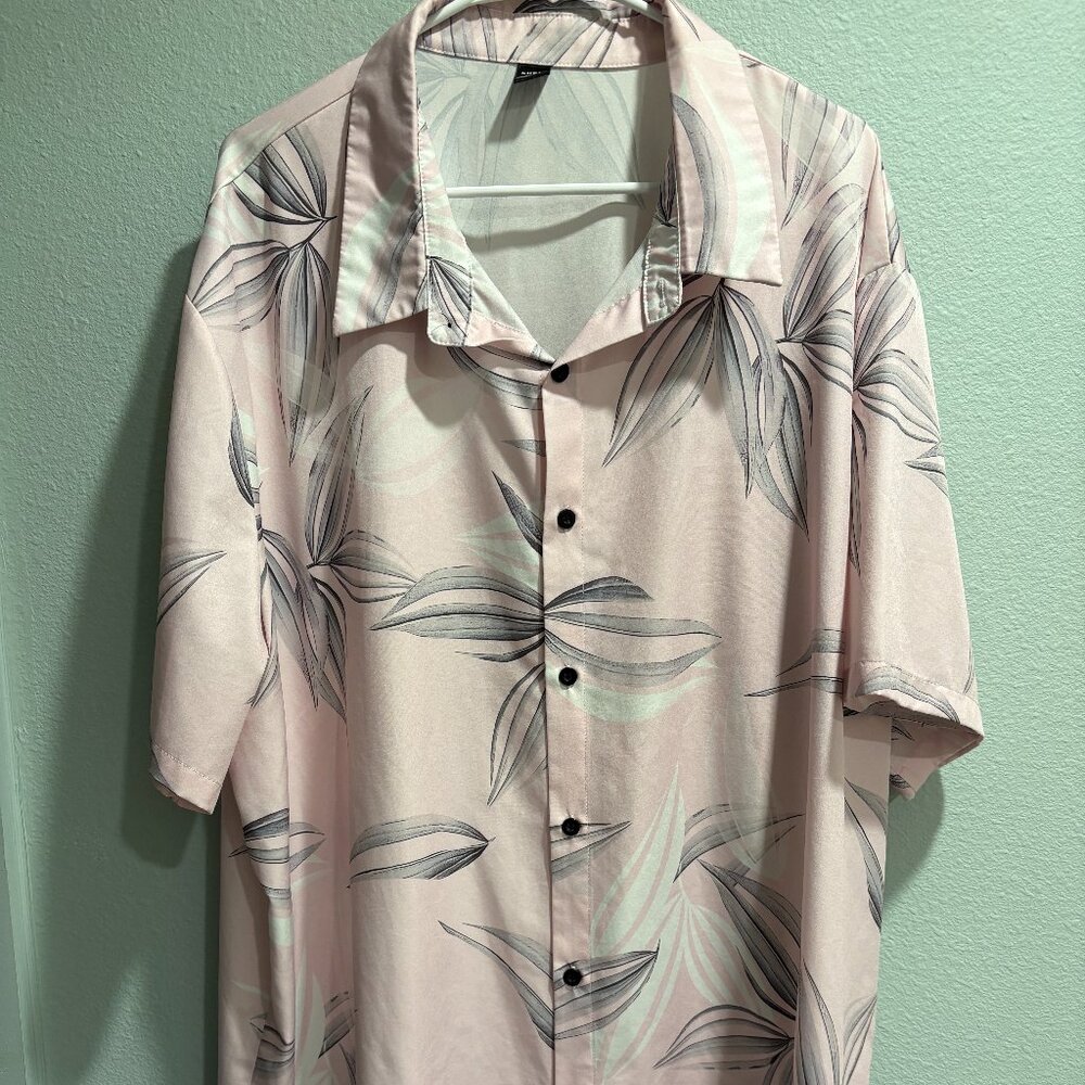 Men's Hawaii Pink & Gray Shirt Front Pocket Size 5XL